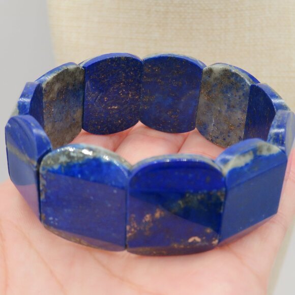 Lapis Lazuli Natural Stone Stretch Bracelet - Picture 1 of 10
